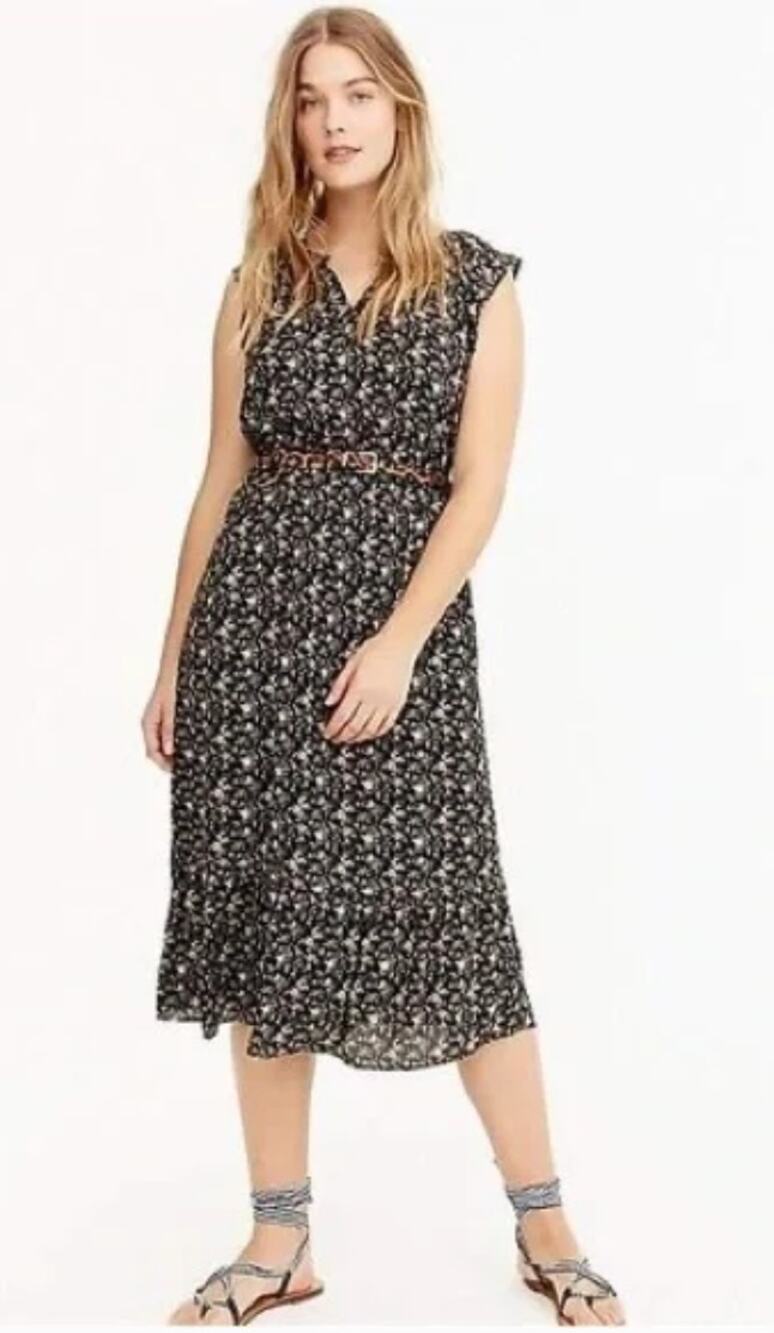 J.CREW Mercantile Midi Dress Superbloom Dark Floral with Pockets XL X-Large NEW